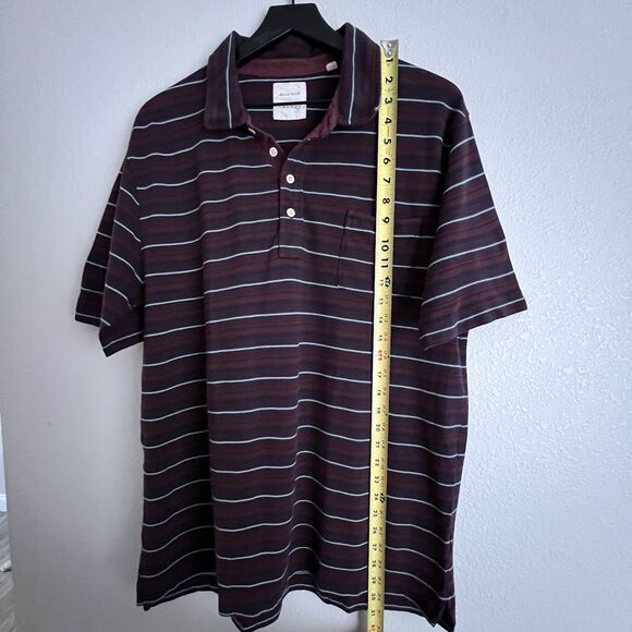 Billy Reid Men’s Striped Polo Shirt Size XXL Maroon - Picture 4 of 5